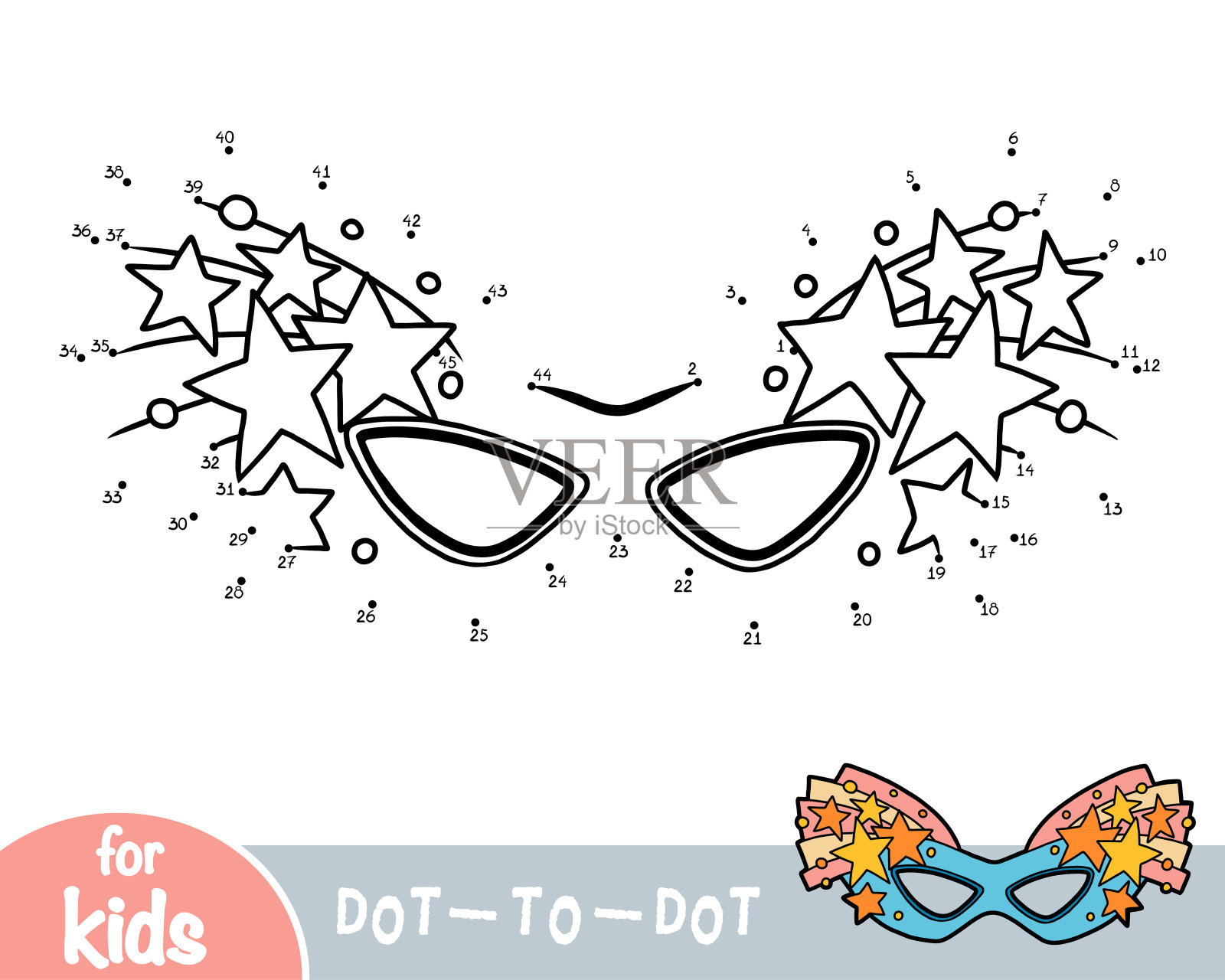 数字游戏,儿童教育游戏,星星面具嘉年华插画图片素材