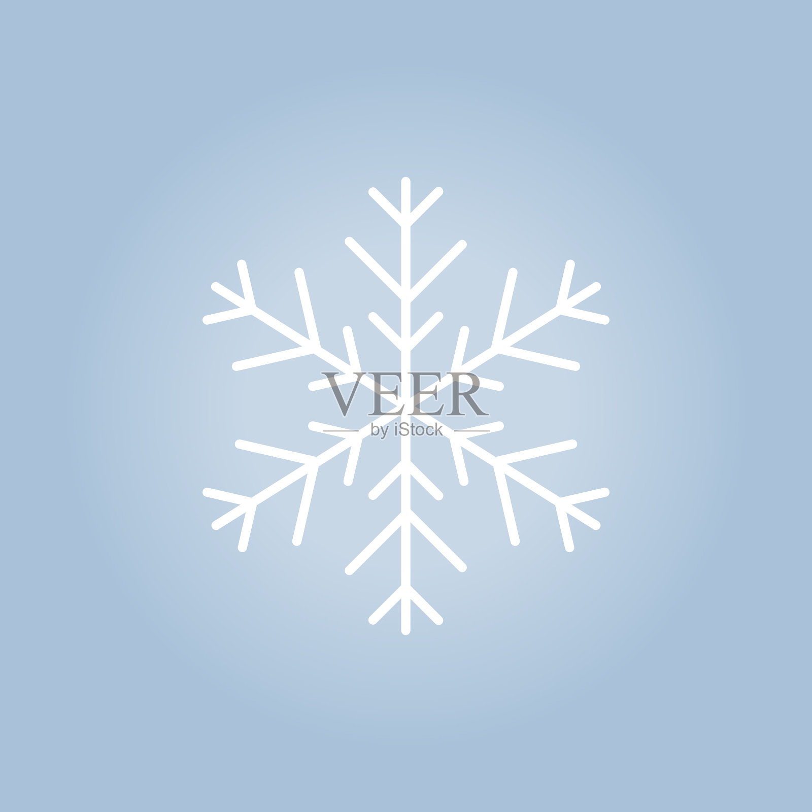 白色雪花图标上的蓝色背景。插画图片素材