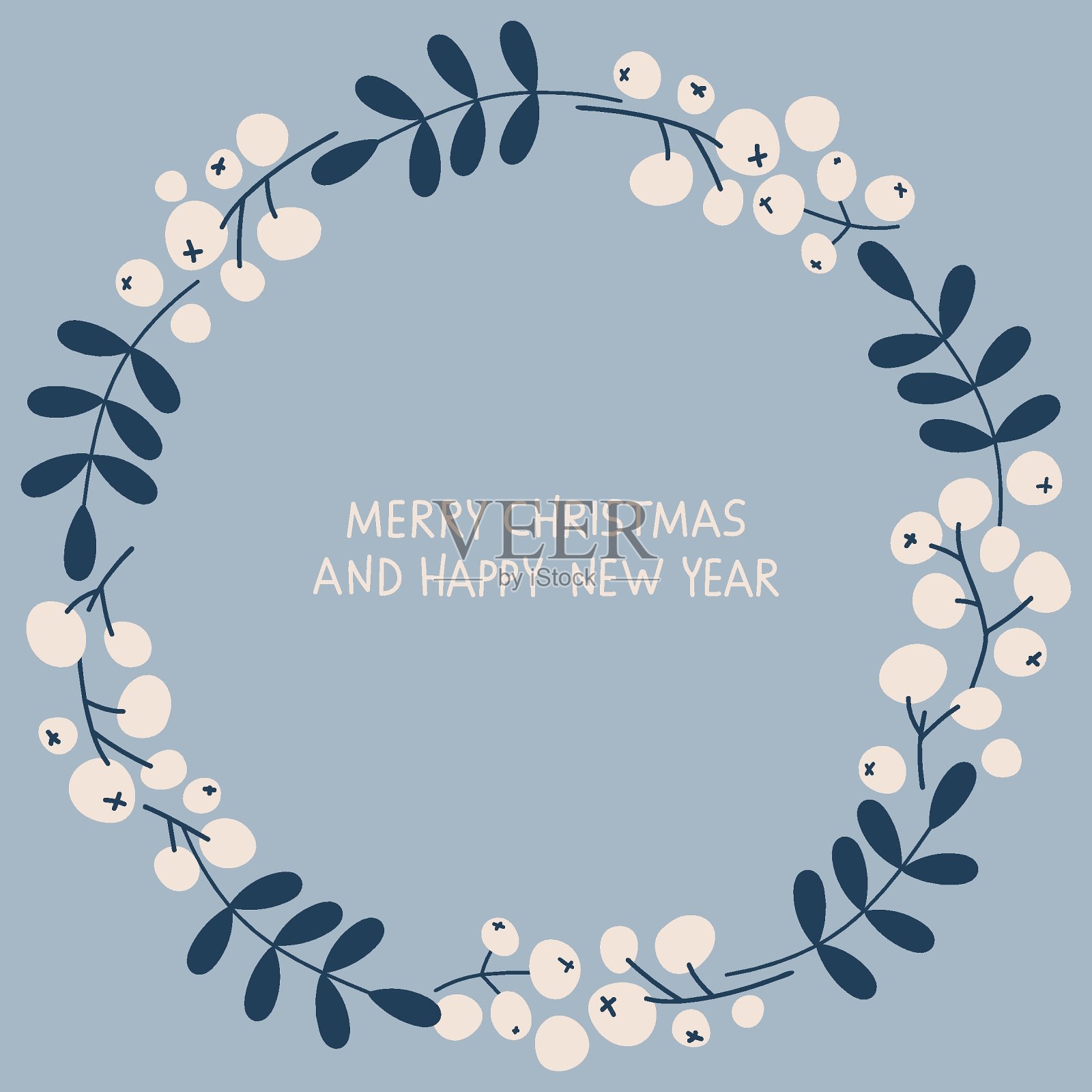 带花环的圣诞卡插画图片素材