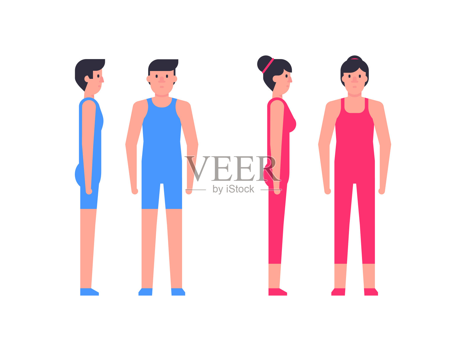 男女运动情侣插画图片素材