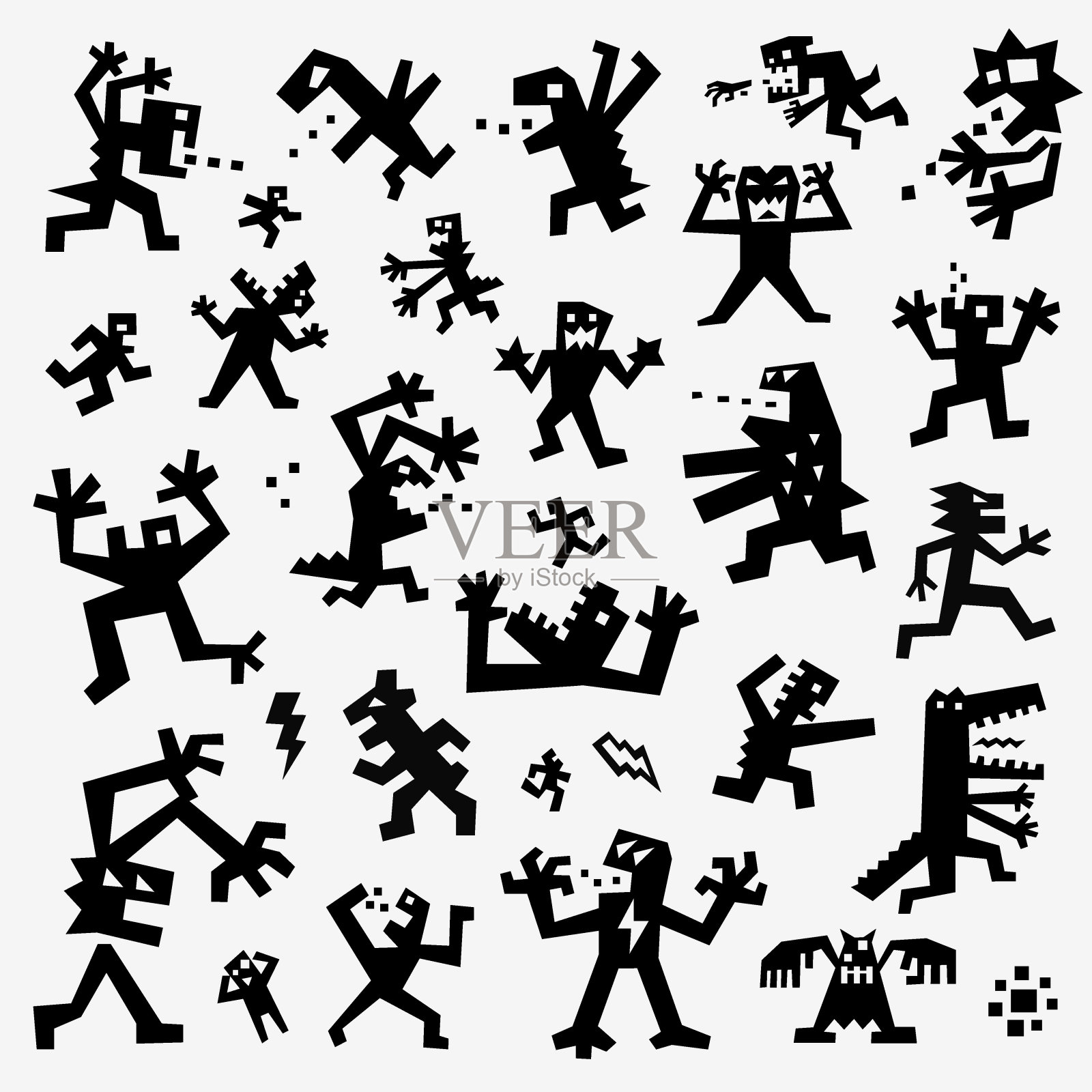 怪物机器人-矢量图标,涂鸦集插画图片素材