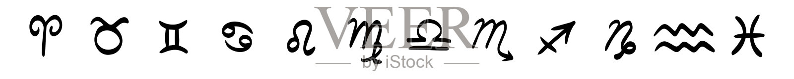 星座。十二宫矢量符号集合集设计元素图片