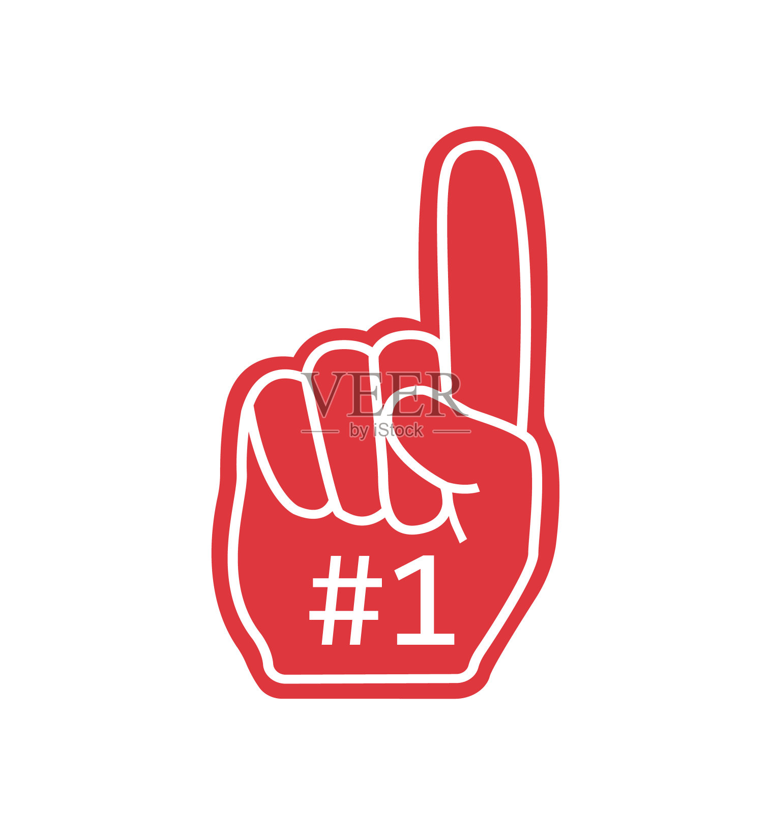 泡沫与手指的风扇红色。第一。为最好的队伍拉拉队。插画图片素材