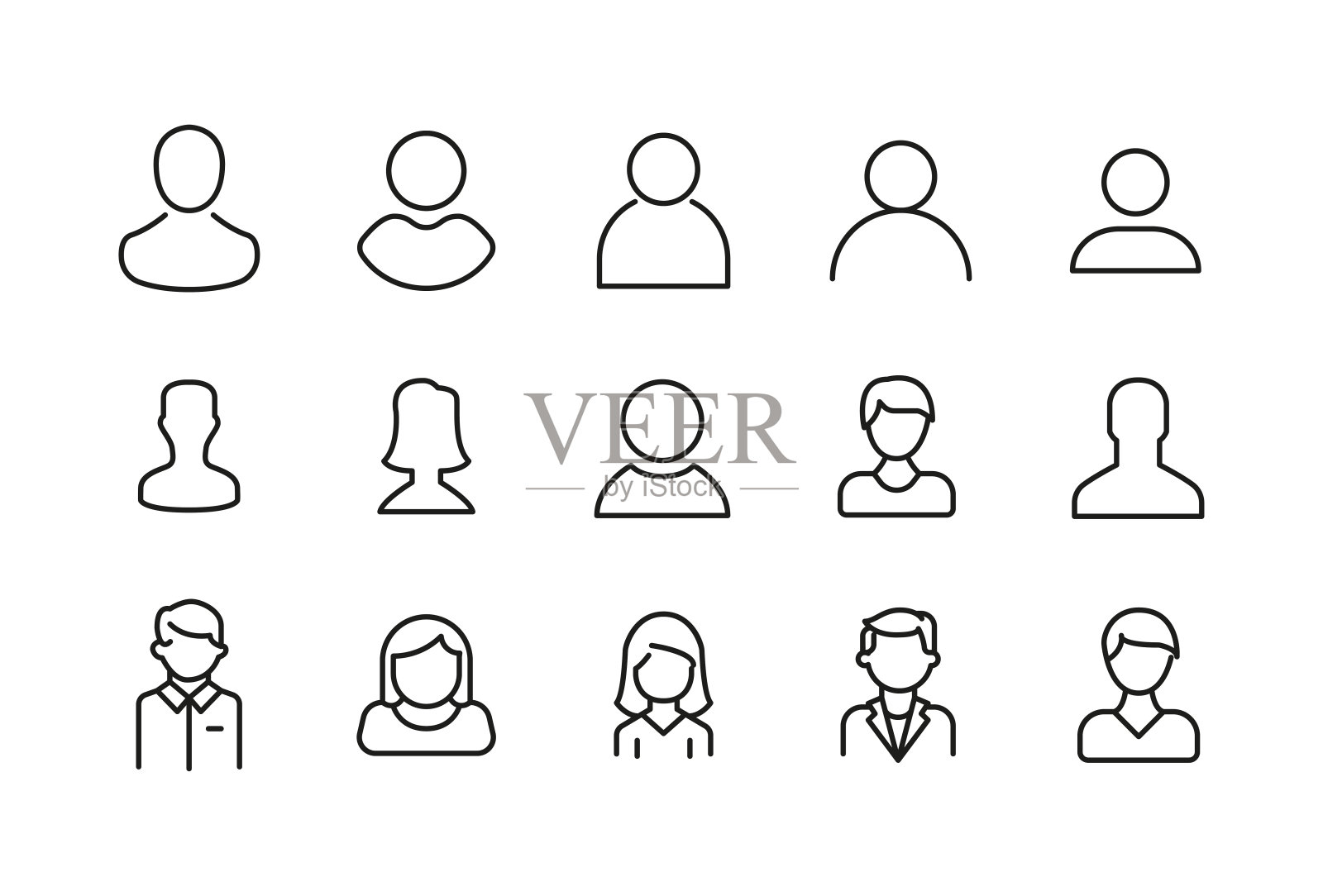 描边线图标组的用户。图标素材