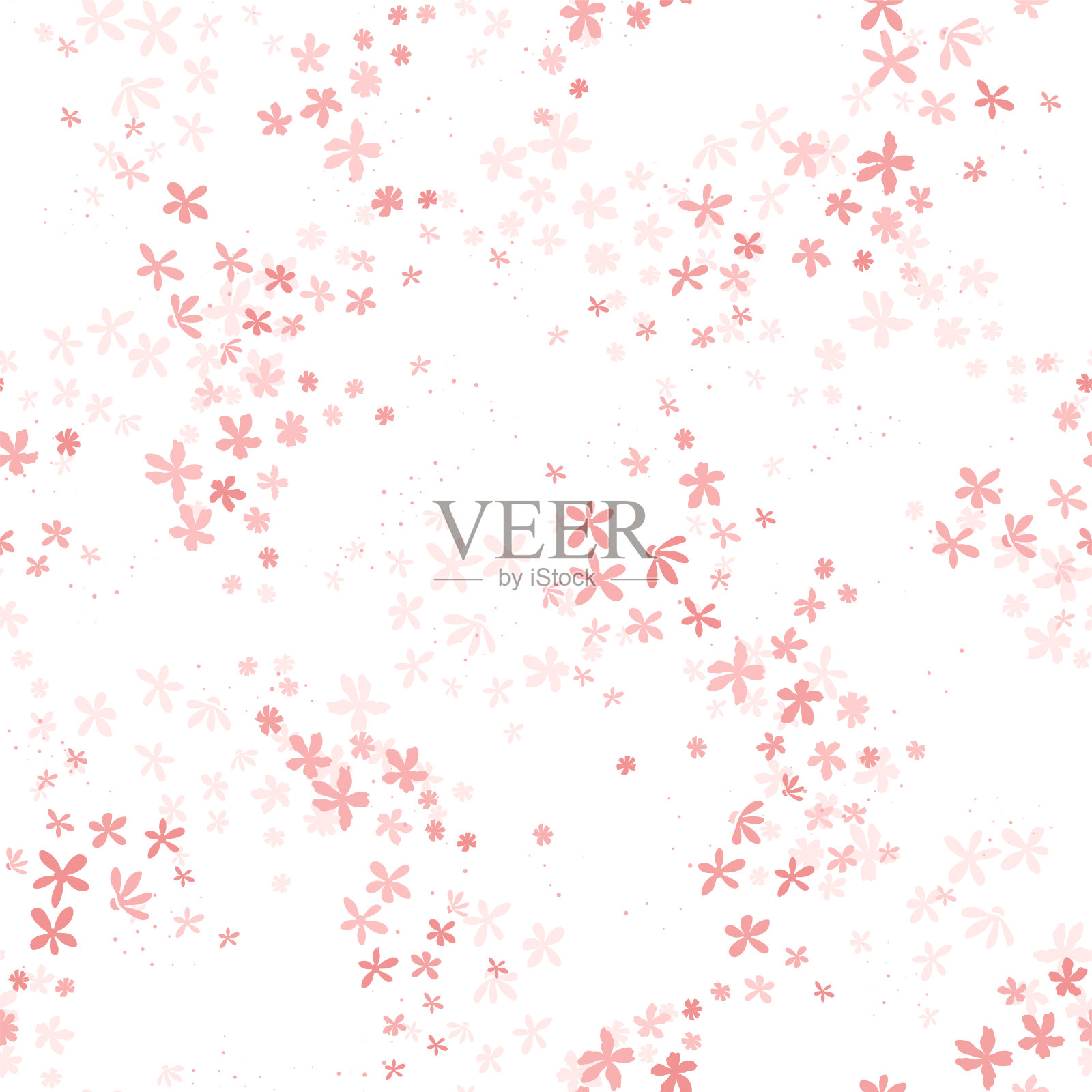 可爱的手绘花田无缝图案,涂鸦花背景,春季和夏季纺织品,横幅,壁纸,包装矢量设计插画图片素材