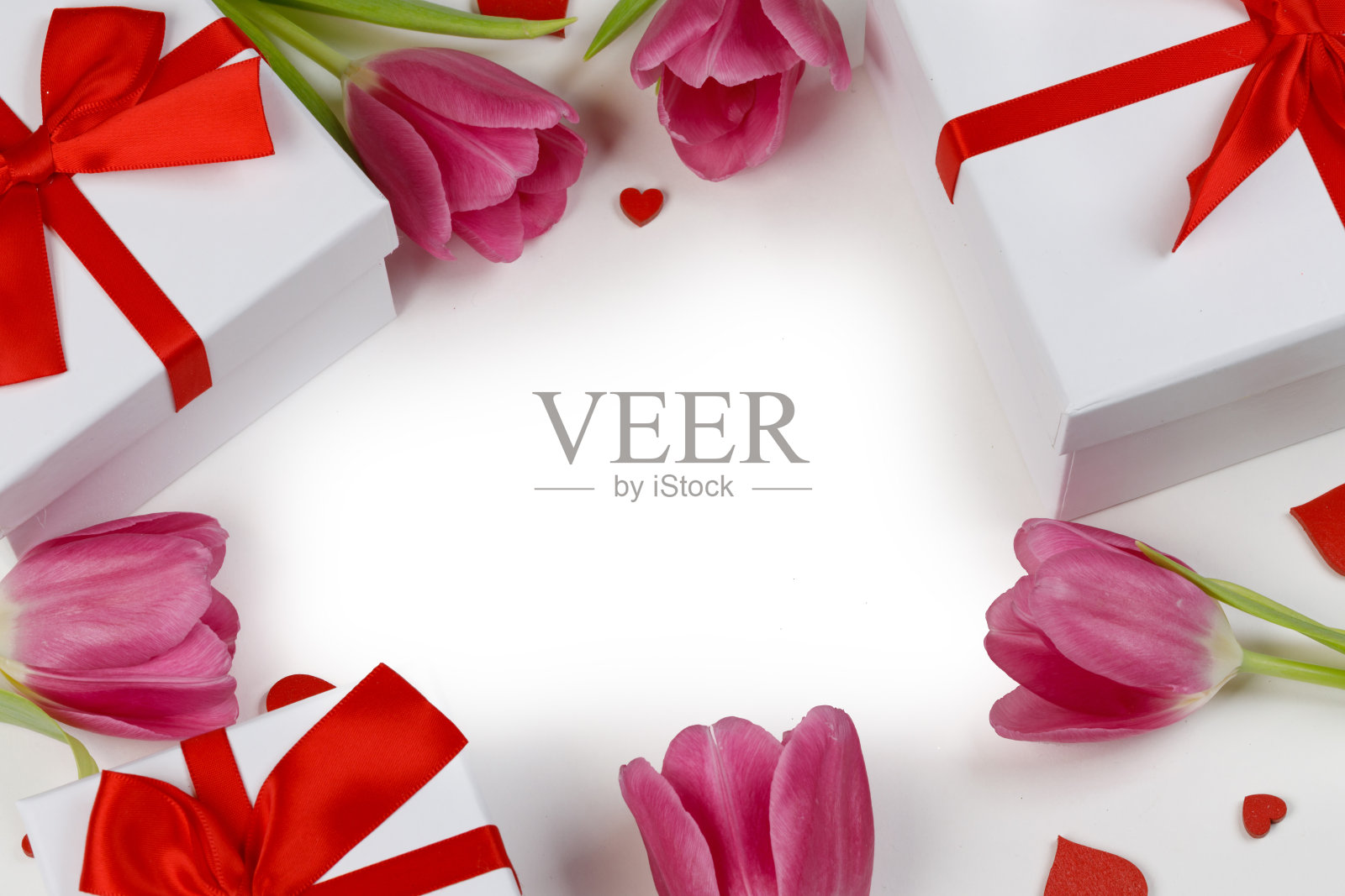 粉色郁金香心型卡片照片摄影图片