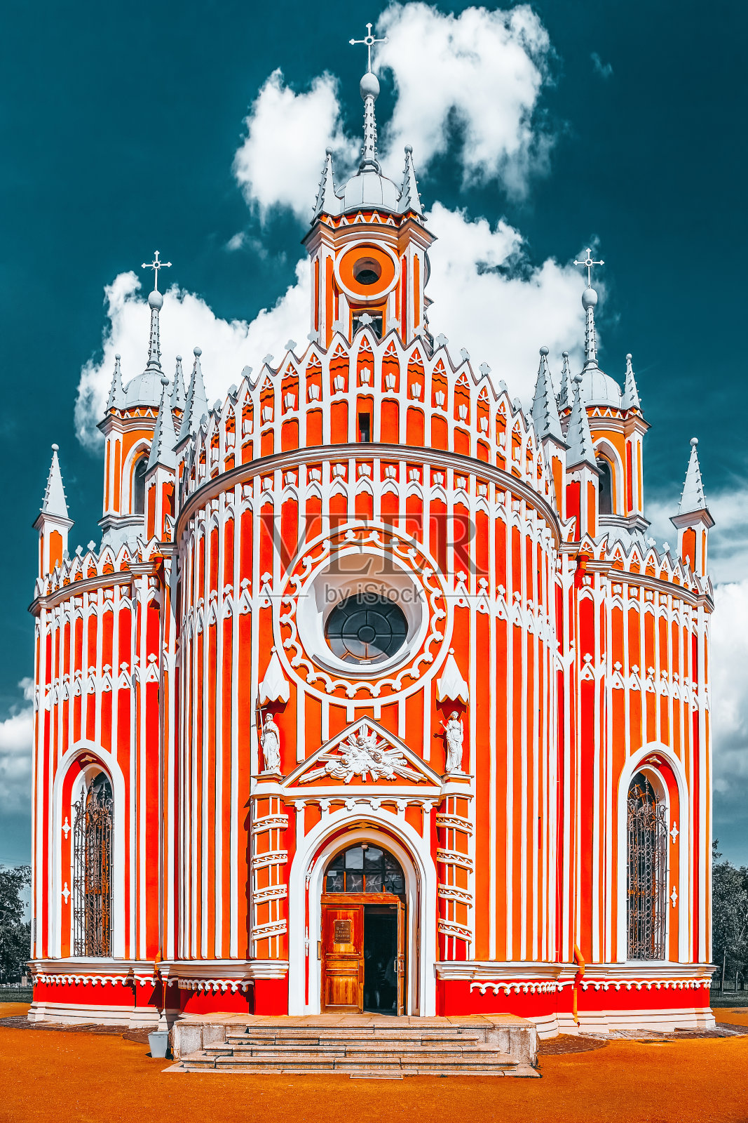 施洗约翰出生(切斯曼)教会。圣彼得堡。俄罗斯照片摄影图片