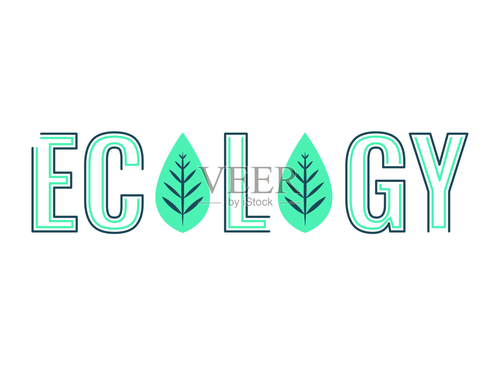 白色背景上的叶片和生态设计,插图向量插画图片素材