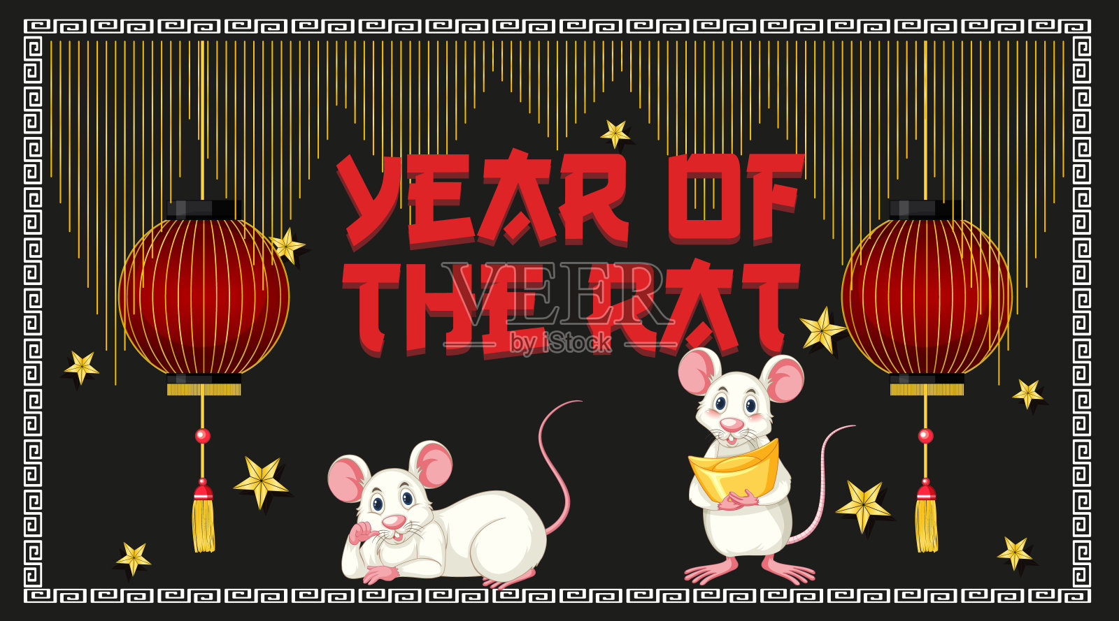 用老鼠做新年快乐背景设计插画图片素材