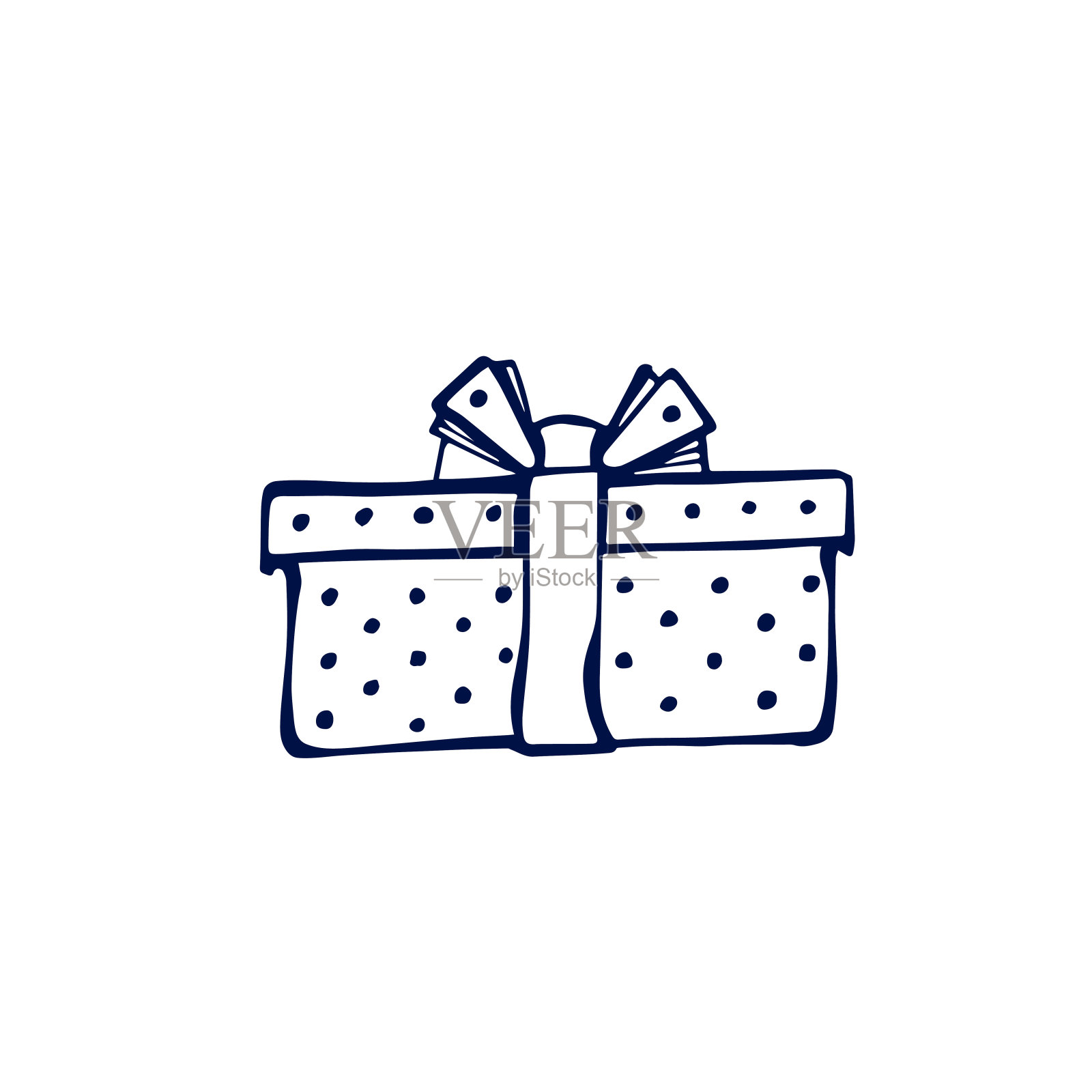 手绘深蓝色礼盒插画图片素材