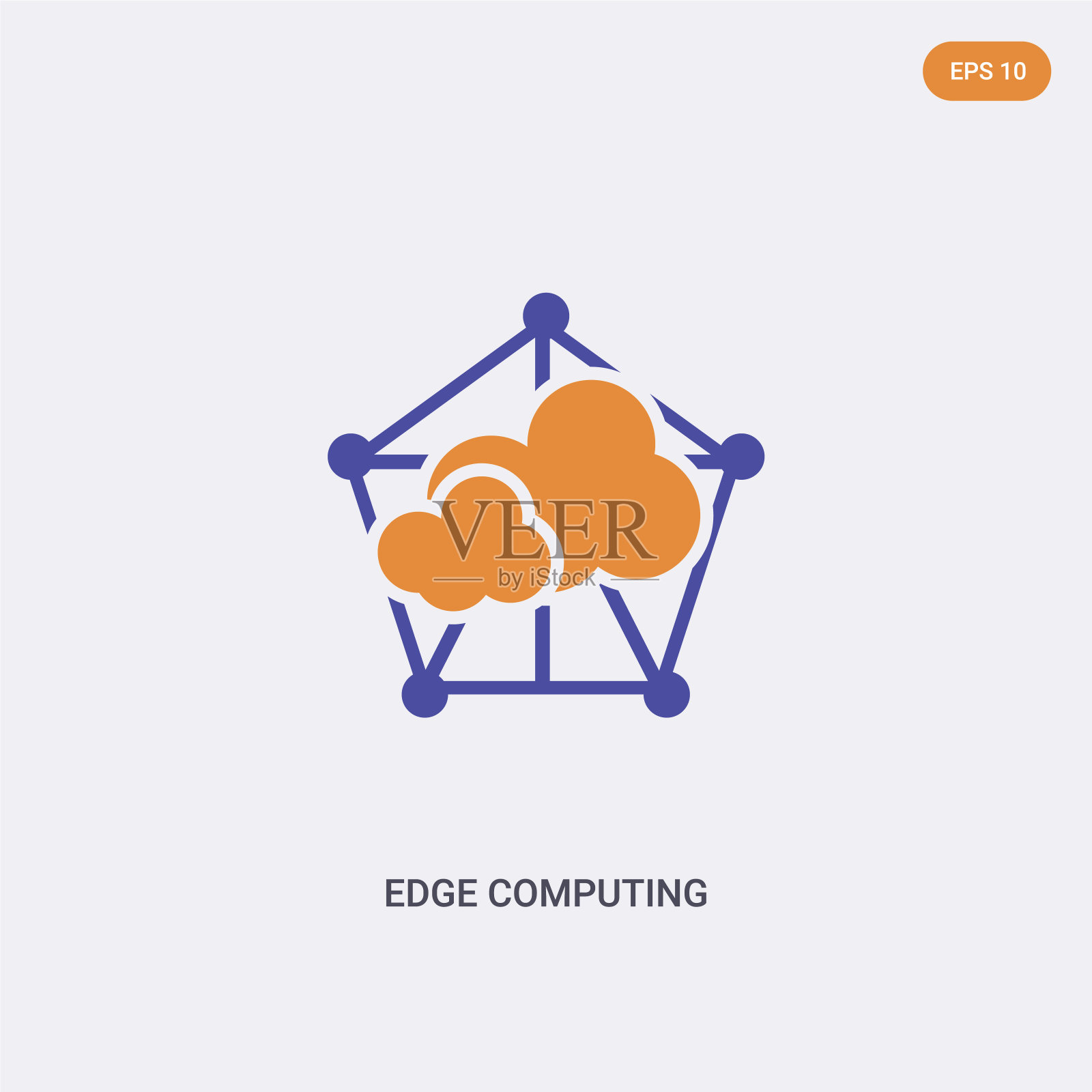 2颜色边缘计算概念向量图标。分离的两种颜色边缘计算向量符号符号设计与蓝色和橙色的颜色可以用于网页,移动和标志。每股收益10插画图片素材