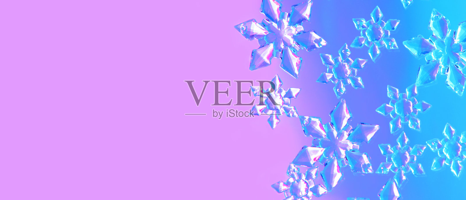 旗帜与透明的玻璃雪花照片摄影图片