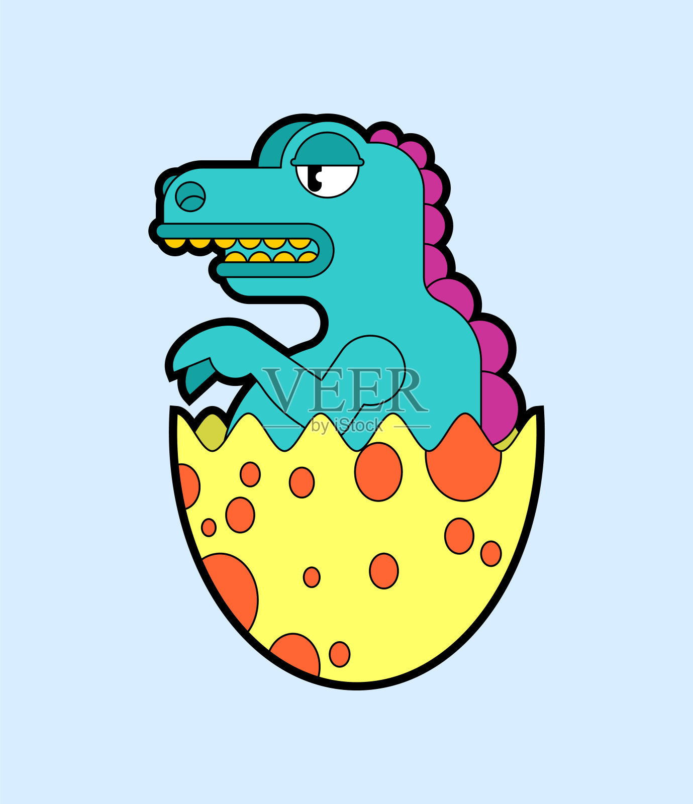 恐龙的蛋。壳里的小dyno。卡通矢量图插画图片素材