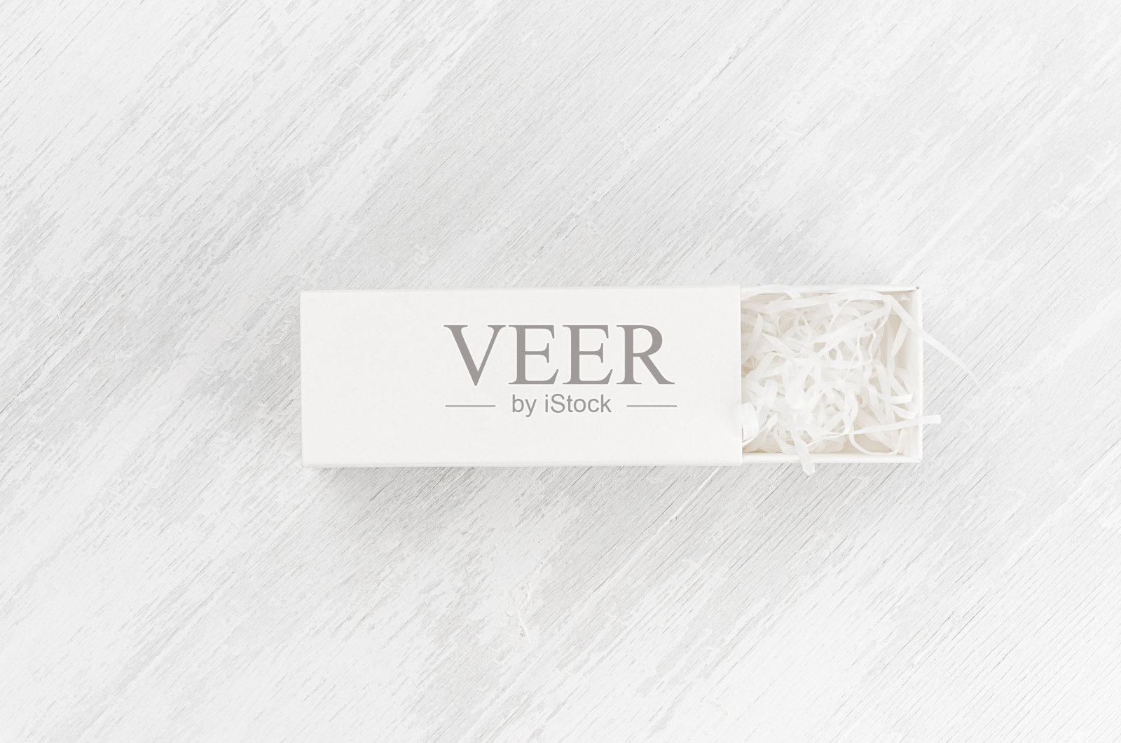 白色空白开长方形盒子与填充模拟的木板俯视图显示产品,设计,品牌标识,广告,展示。照片摄影图片