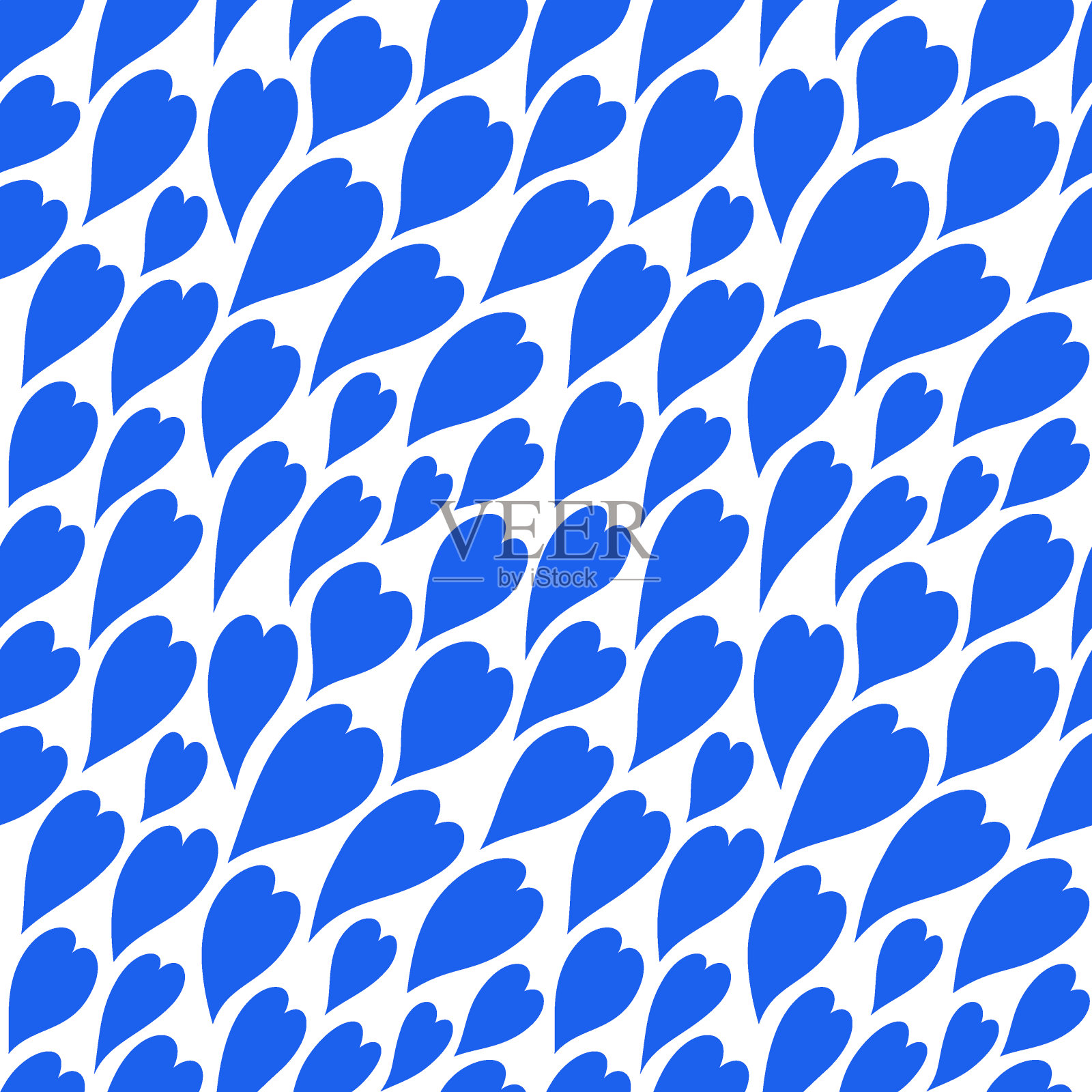 无缝抽象图案与彩色的心。矢量插图与树叶。抽象的纹理。插画图片素材