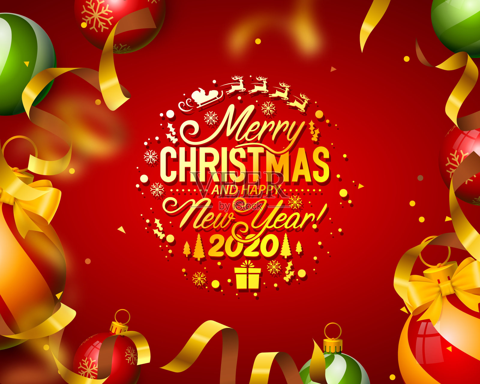 快乐圣诞树胶带设计横幅明信片。设计模板素材