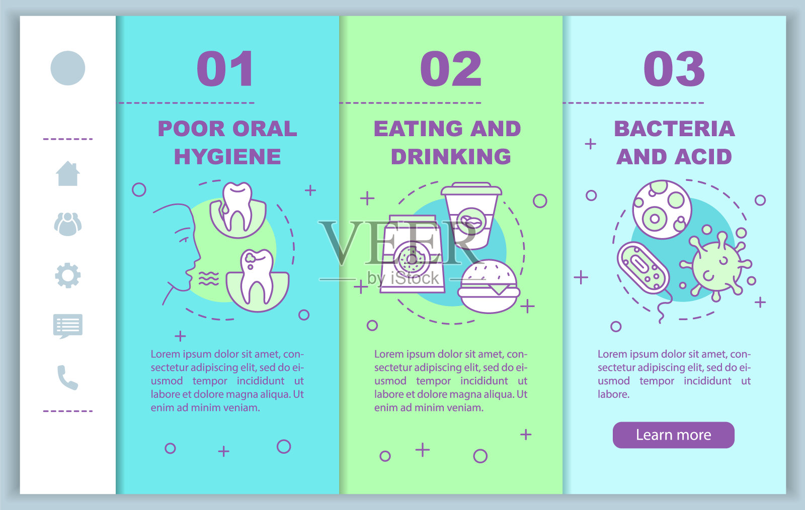 导致牙齿疾病的移动网页矢量模板设计模板素材