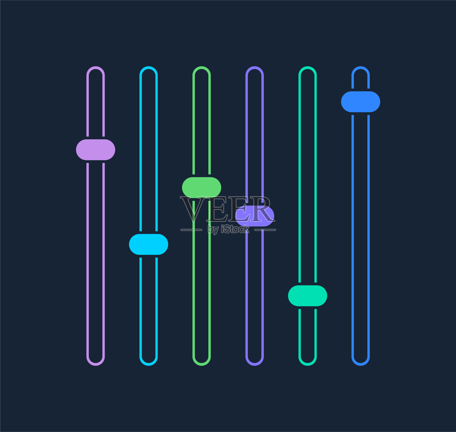 混音器。均衡器。声音条滑块,tumbler。插画图片素材