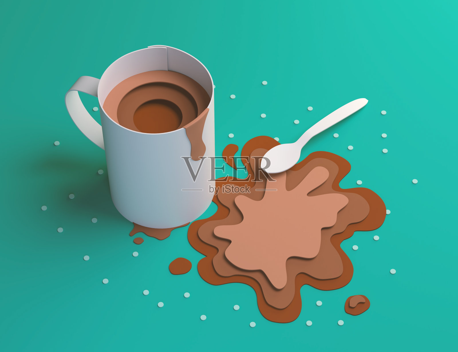 简约剪纸风格的咖啡设计。照片摄影图片