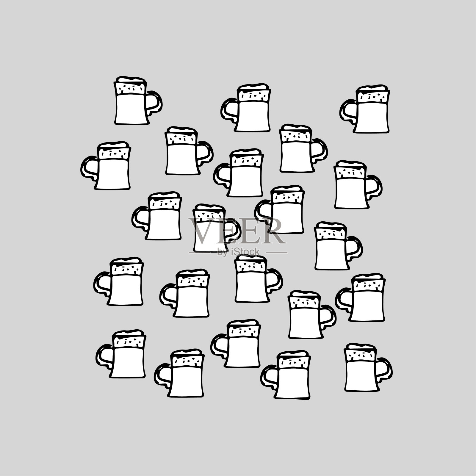 啤酒杯手绘插画图片素材