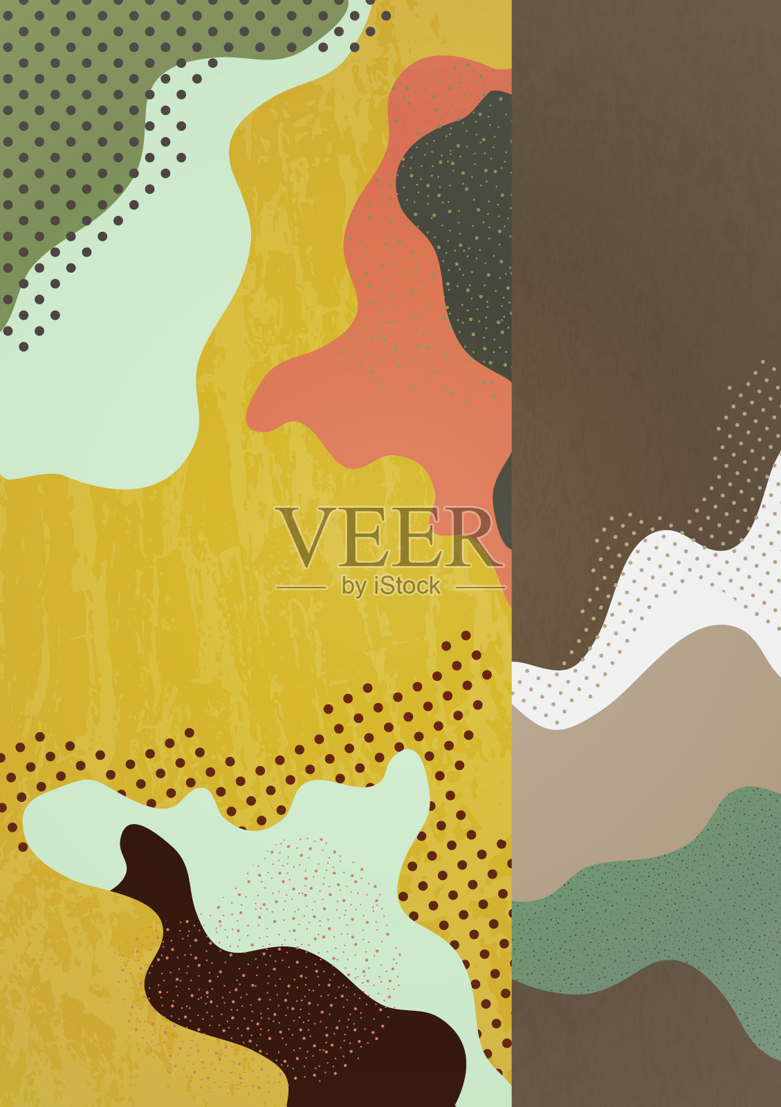 用波浪、形状和点装饰的现代抽象几何构图。为您的设计创造背景。插画图片素材