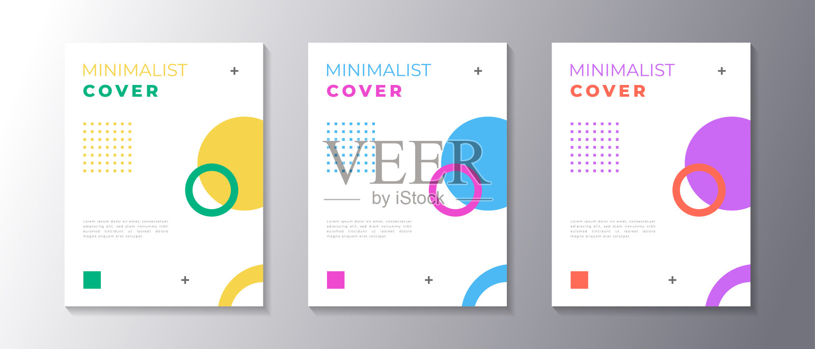 极简设计的封面集与几何背景,适用于海报,传单,横幅,杂志设计模板素材