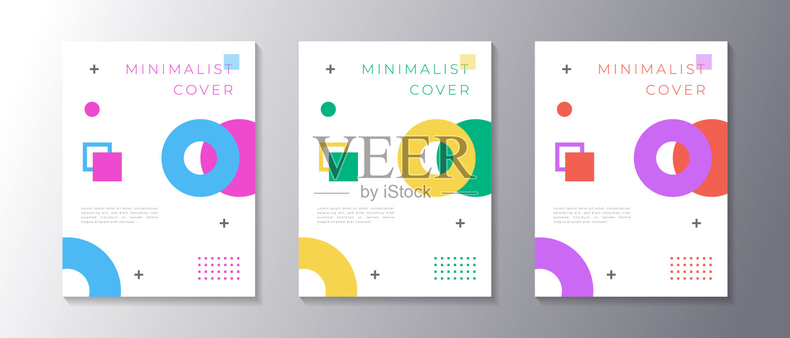 极简设计的封面集与几何背景,适用于海报,传单,横幅,杂志设计模板素材