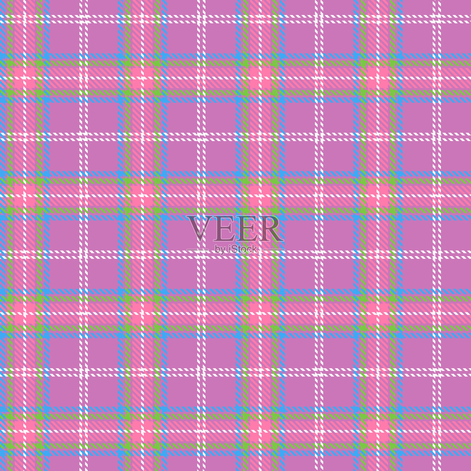 格子花格白粉绿蓝线织物质地暗粉背景无缝图案,苏格兰鸟笼插画图片素材