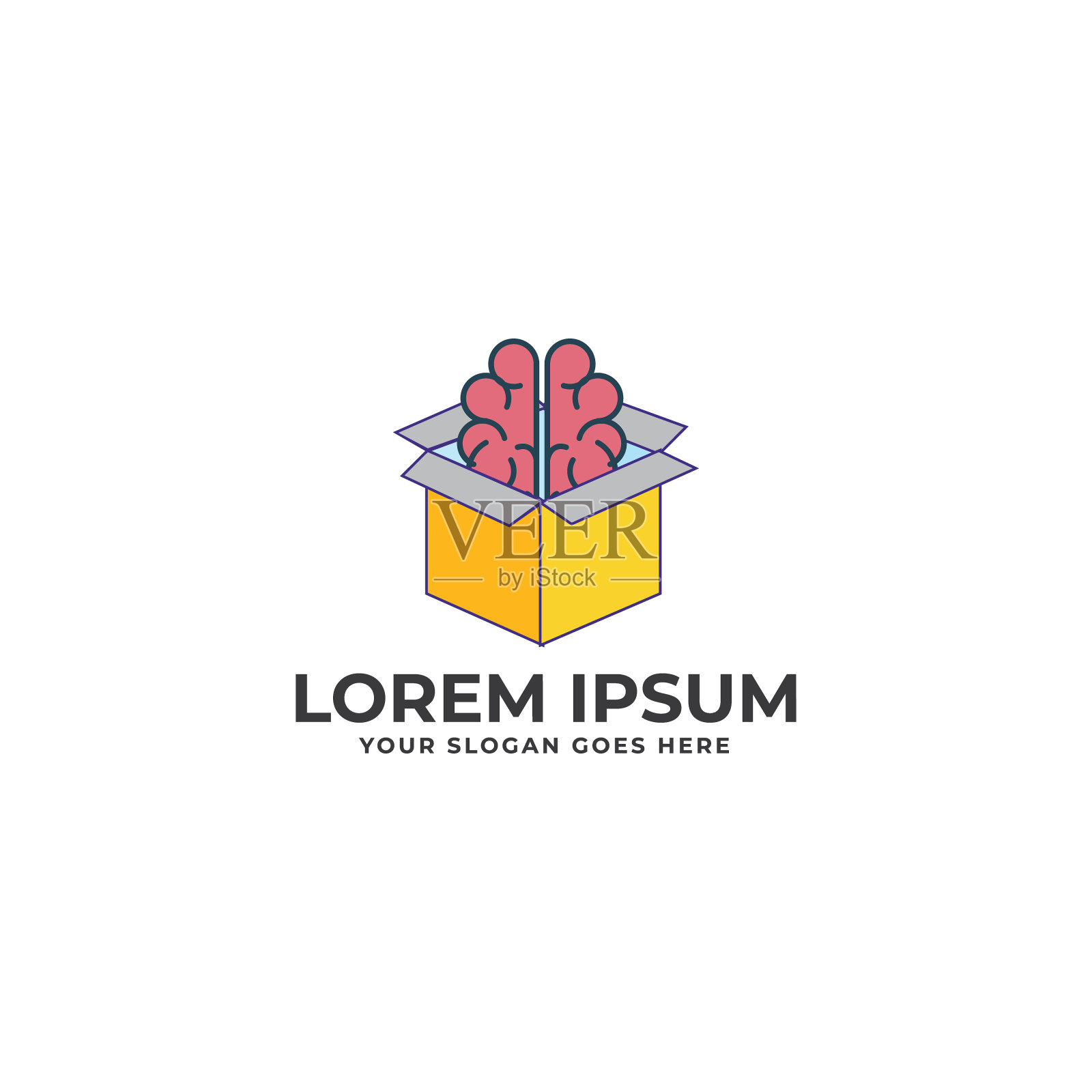 创意和现代头脑风暴盒标识设计模板向量eps插画图片素材