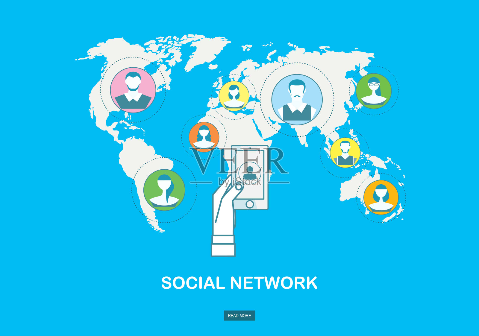 社交网络的概念。平面设计插图的网站信息图设计。插画图片素材
