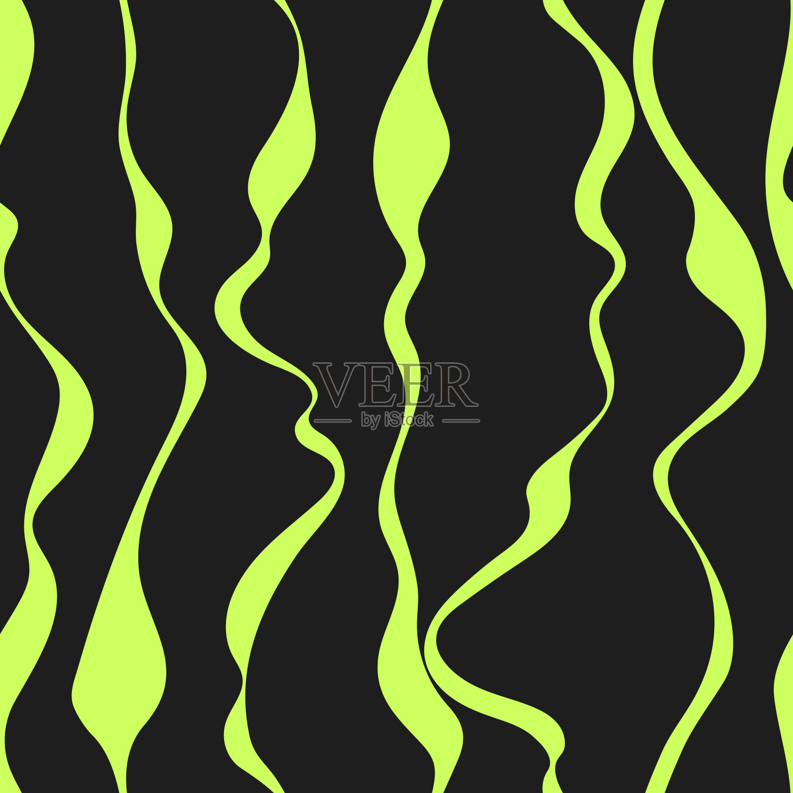 装饰的波浪绿色垂直线在灰色的背景。矢量插图。重复的波浪。大理石无缝模式。纺织涂料。样布。包装纸。连续打印插画图片素材