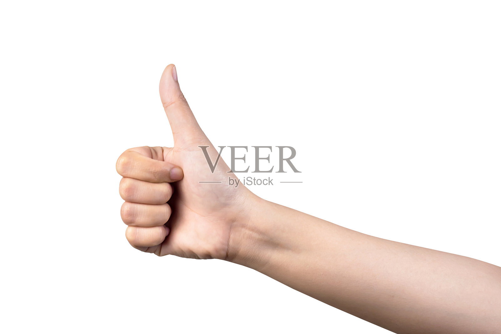 手做拇指向上手势孤立在白色背景与剪切路径照片摄影图片