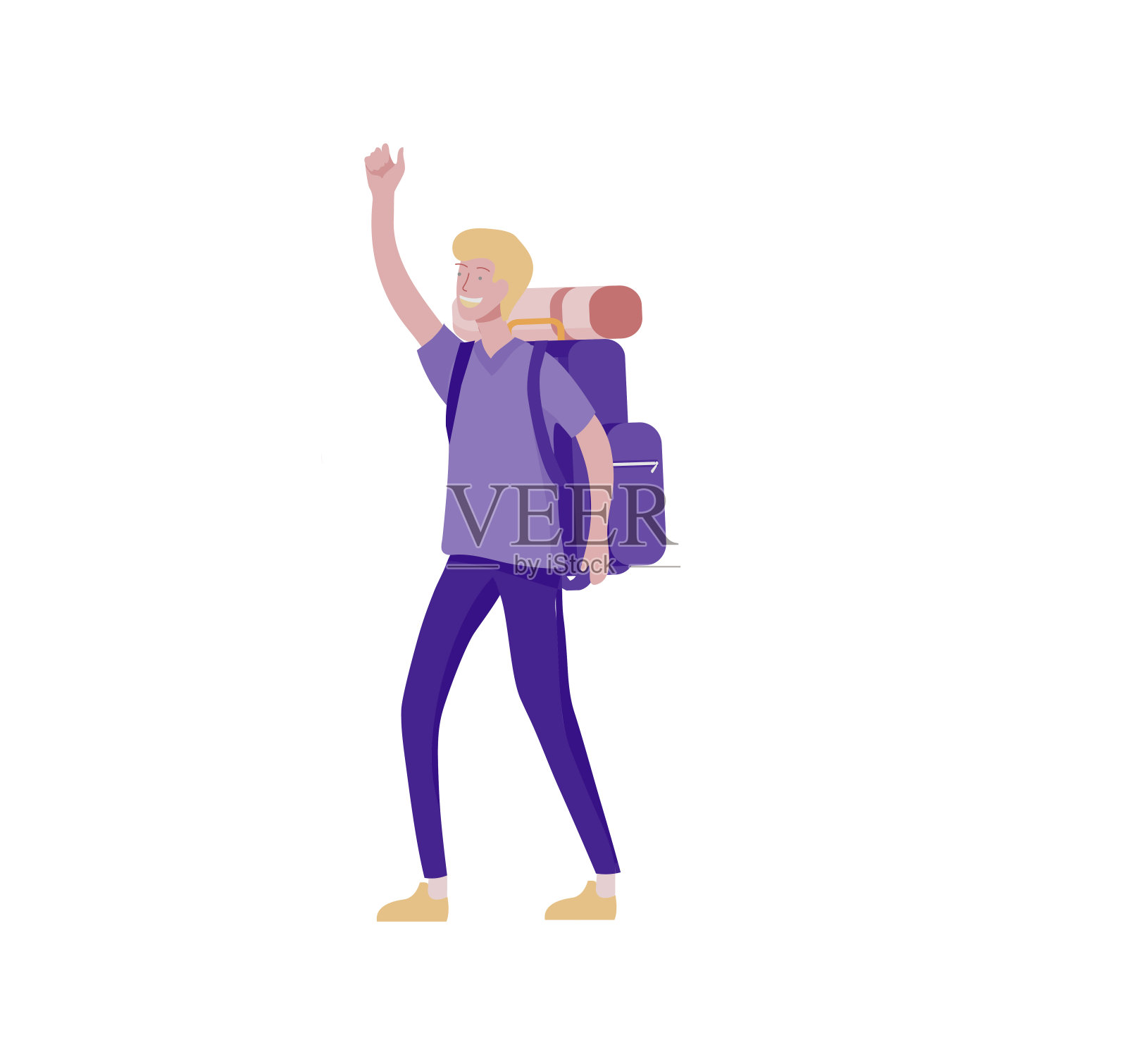 人物人物为男女徒步旅行和徒步旅行,假日旅游矢量,徒步旅行者和旅游插图。游客与朋友一起旅游,在各种活动中携带行李和设备插画图片素材