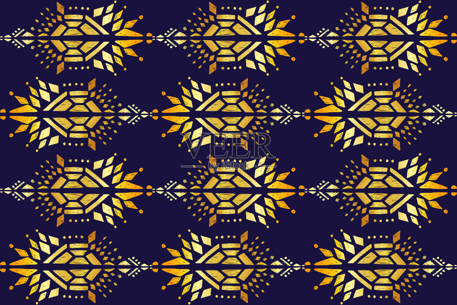 高贵精致的皇家金伊卡装饰图案插画图片素材