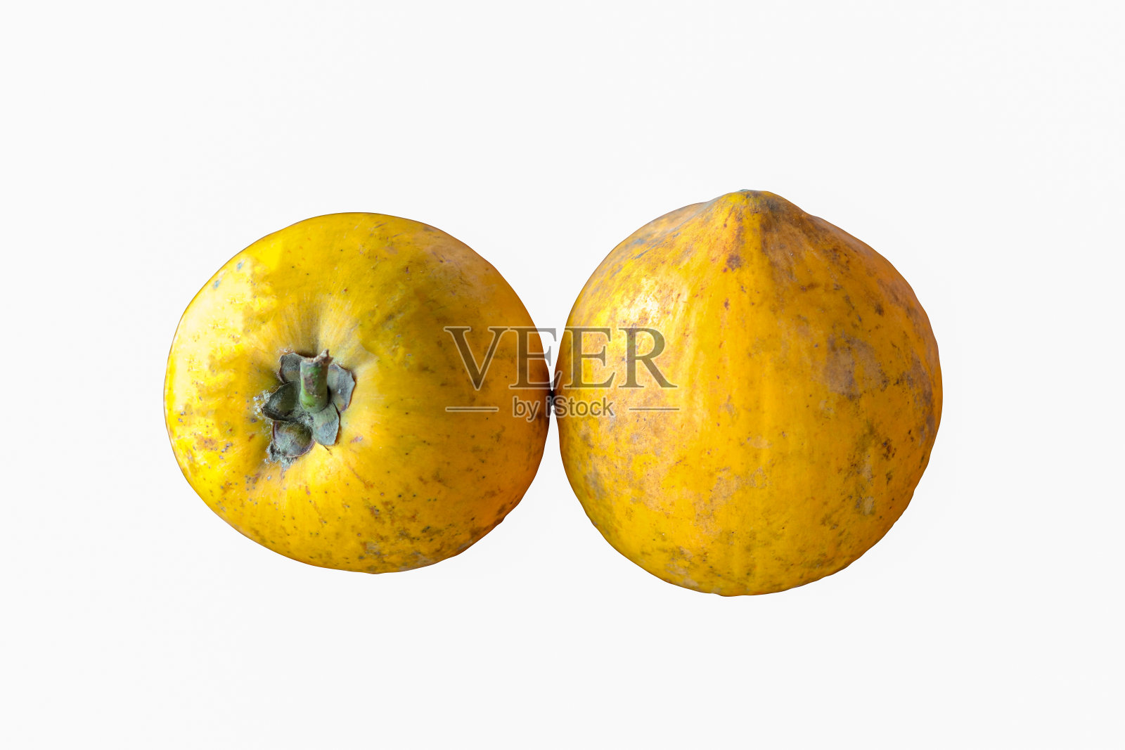 在白色背景上分离的鸡胚(通常称为canistel或卵果)照片摄影图片