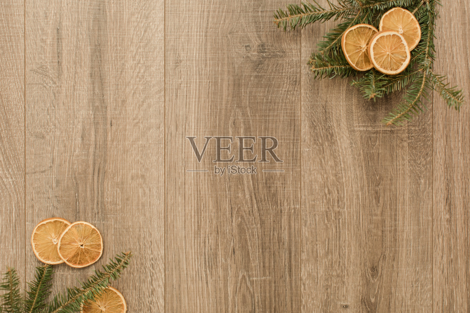 柑橘和弗雷泽冷杉圣诞金丝照片摄影图片