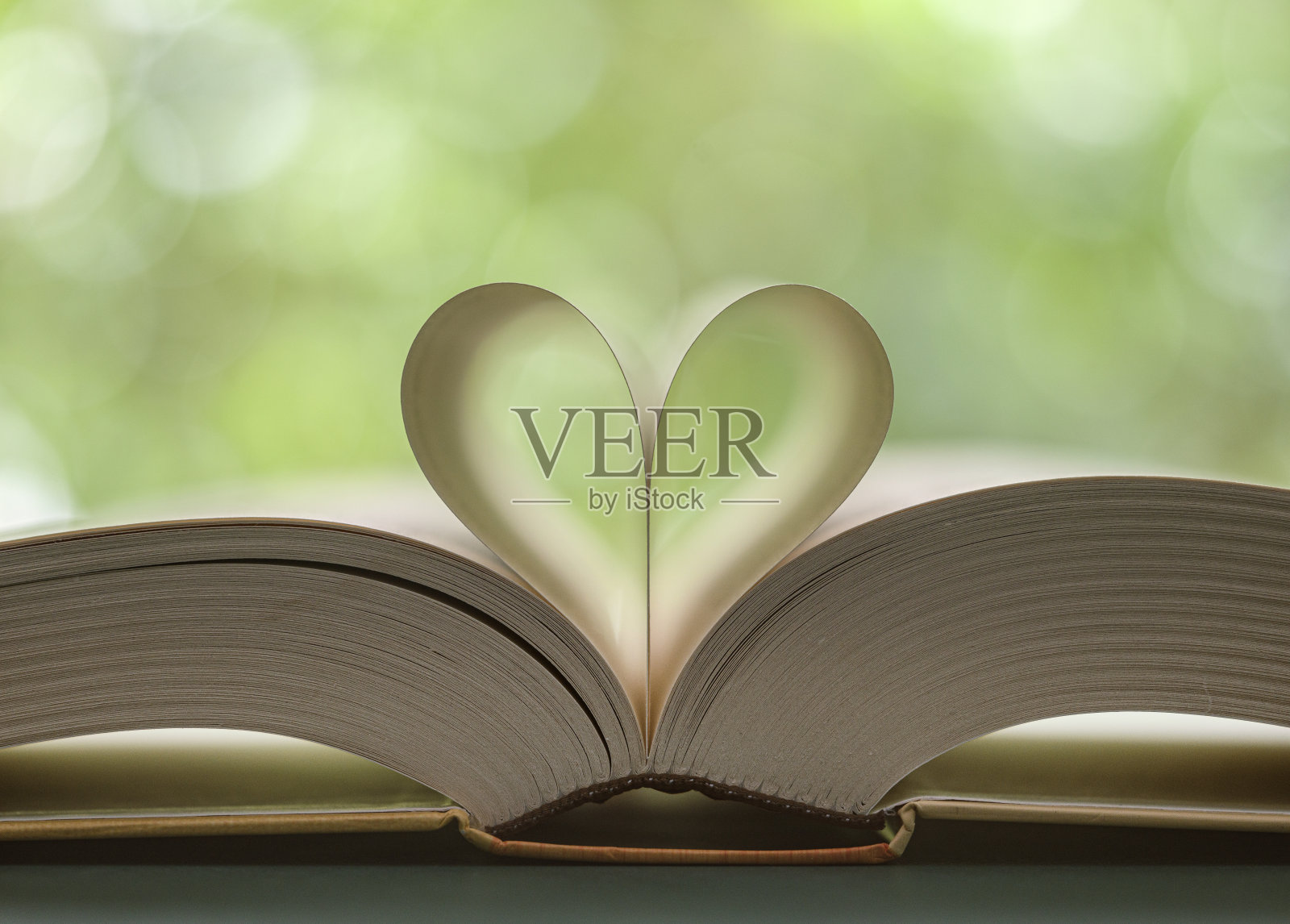 用书页做成的心形照片摄影图片