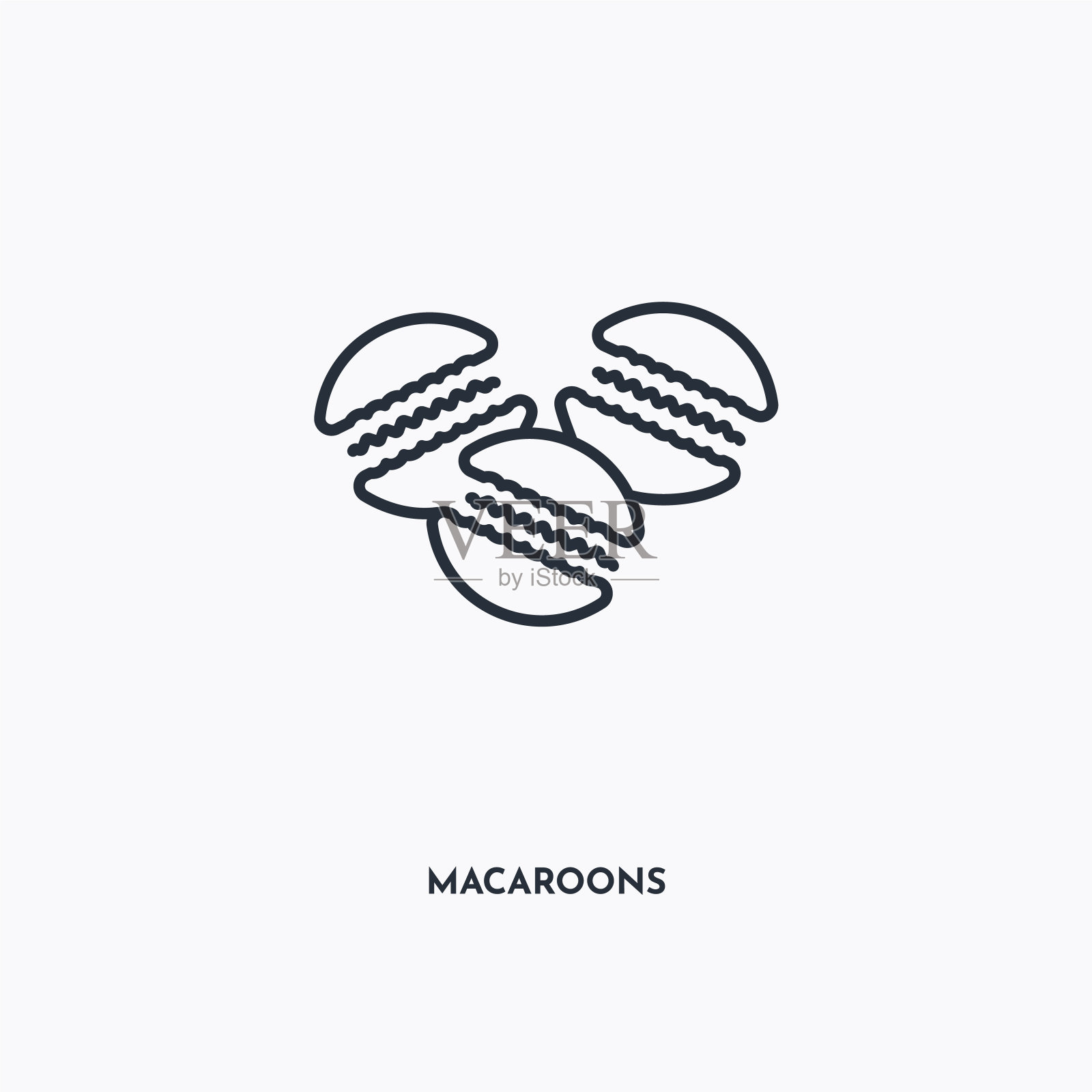 蛋白杏仁饼干轮廓图标。简单的线性元素插图。孤立线蛋白杏仁饼图标在白色背景。薄笔画可以用于网页,移动和UI。插画图片素材