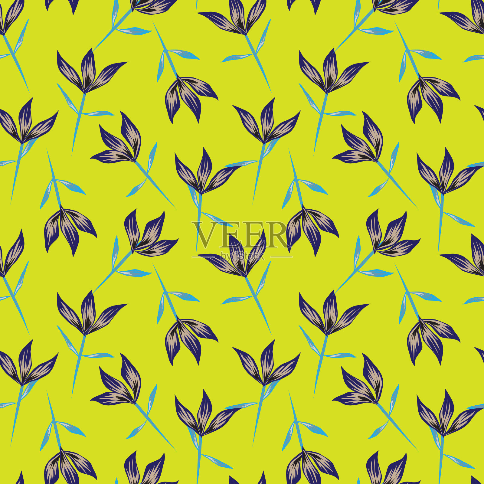 色彩缤纷的热带花卉无缝图案插画图片素材