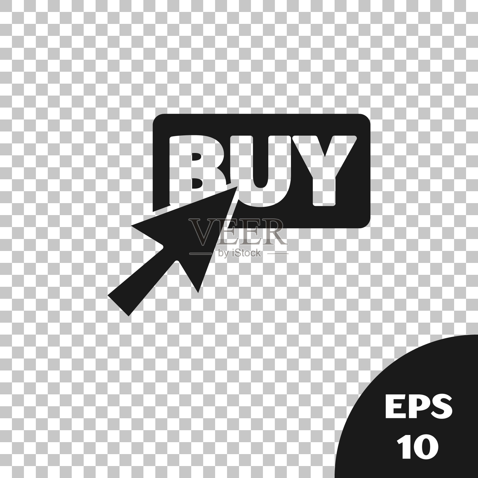 黑色购买按钮图标孤立的透明背景。矢量图插画图片素材