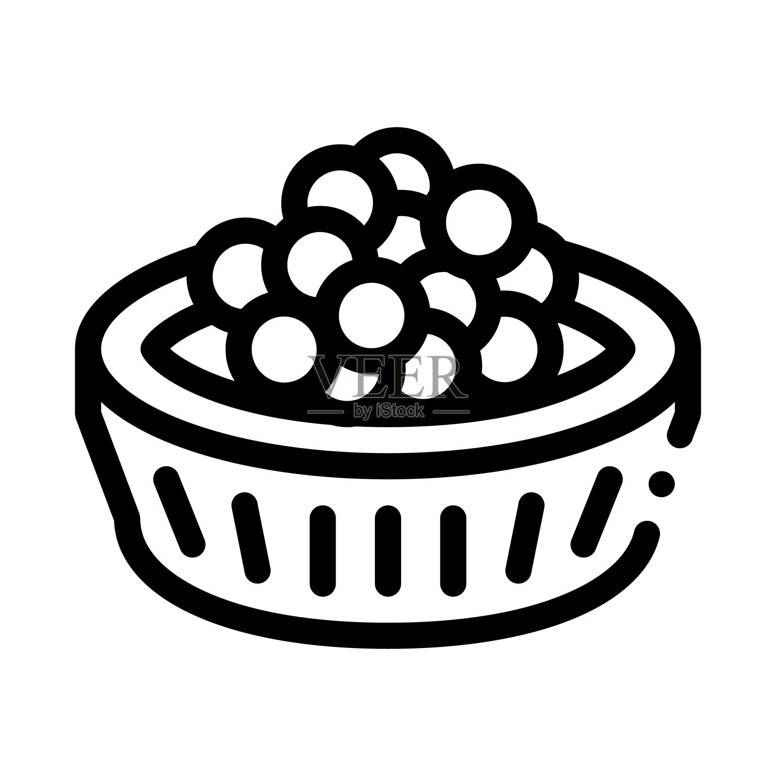 鱼子酱在篮子图标矢量大纲插图插画图片素材