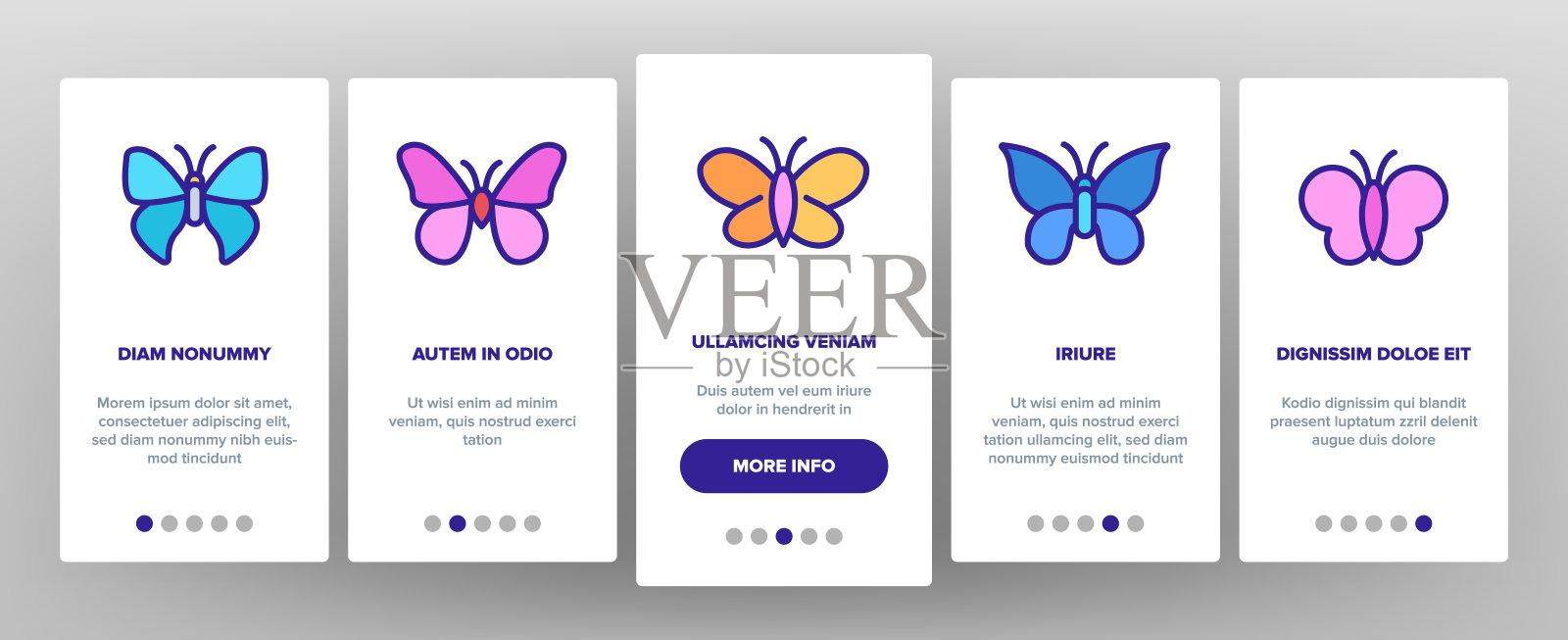 蝴蝶加载图标设置向量插画图片素材