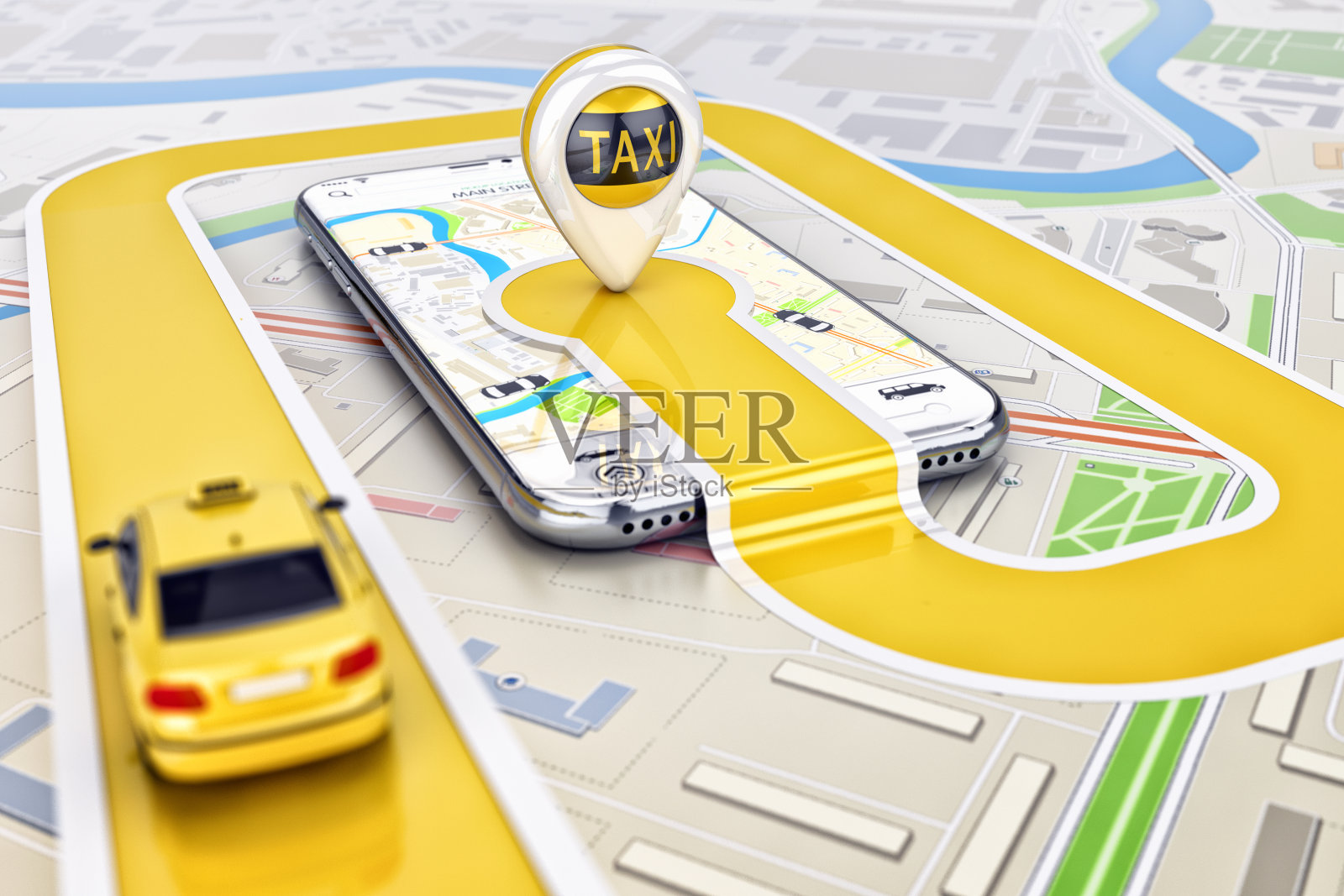 在线移动应用打车服务理念照片摄影图片