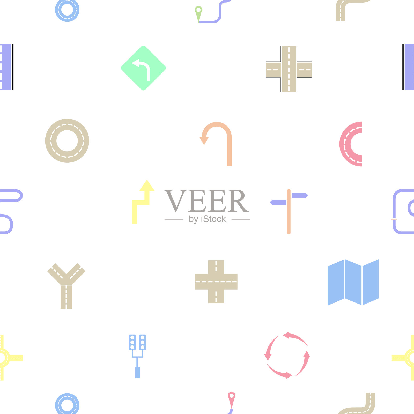 道路无缝图案背景图标。图标素材