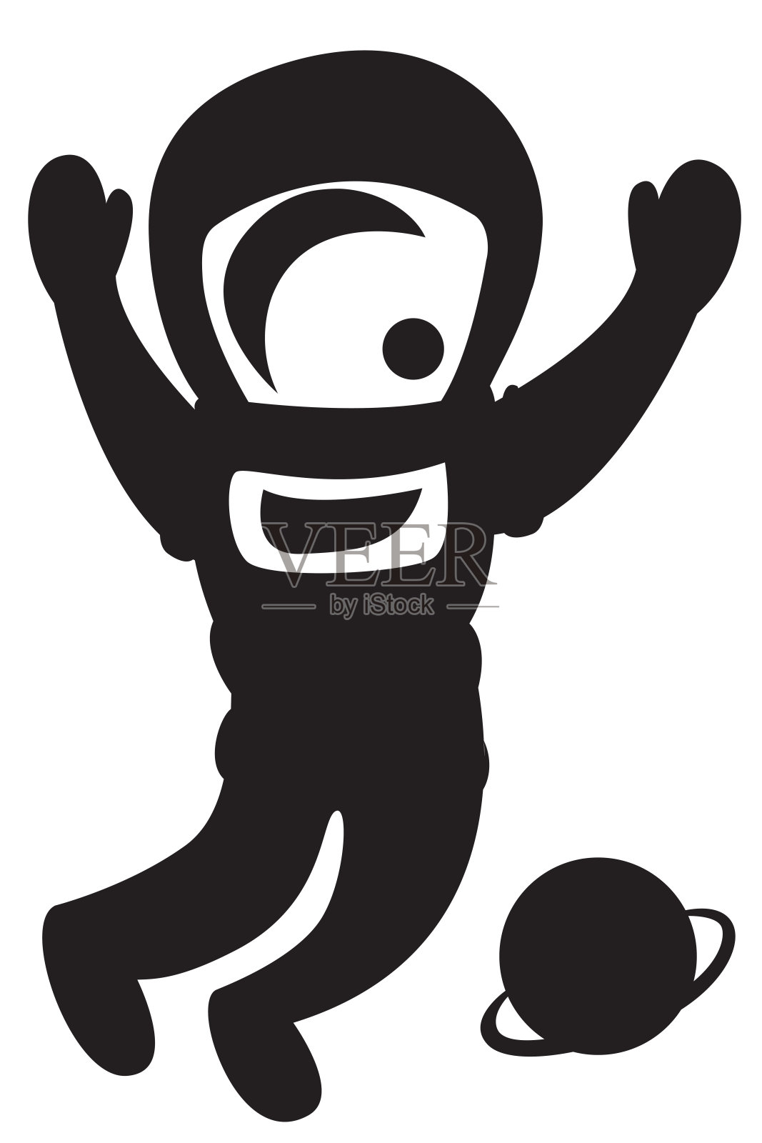 可爱的宇航员和行星。矢量平面插图孤立在白色背景上。插画图片素材