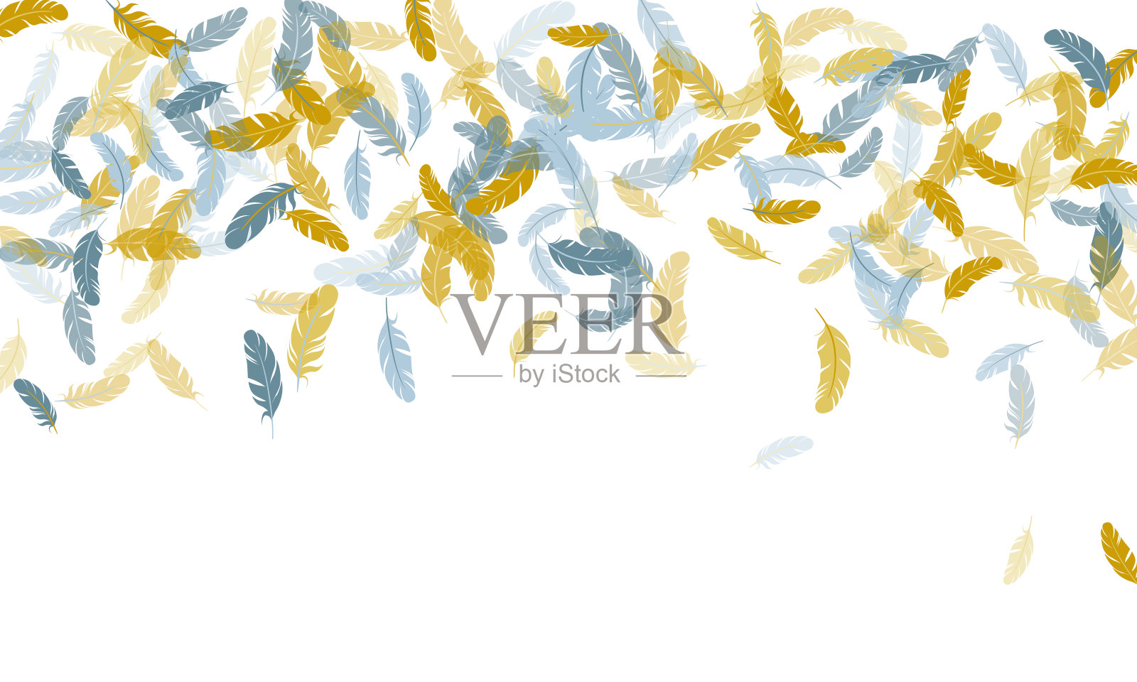 白色图案上蓬松的旋转羽毛。插画图片素材