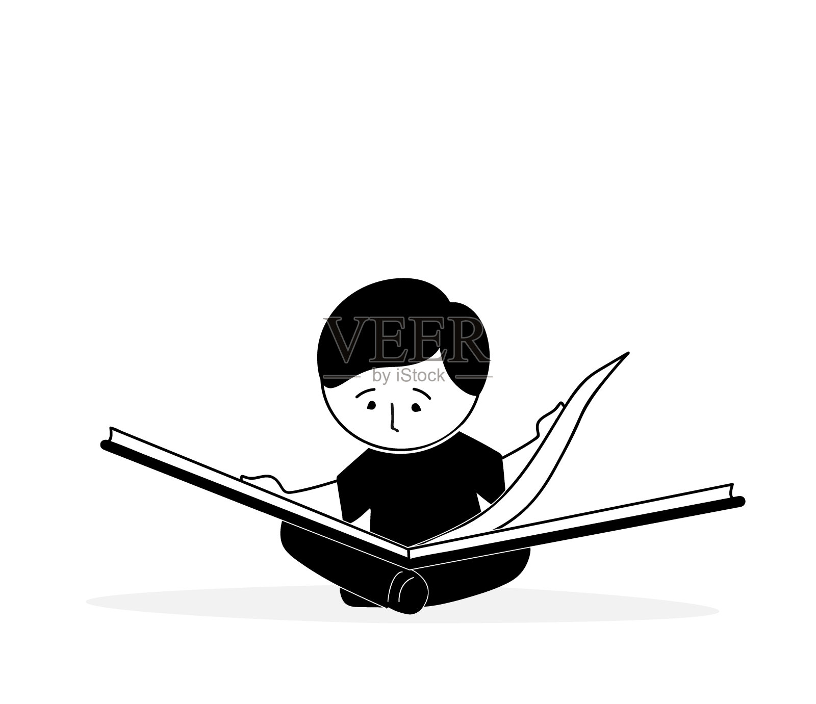 孩子正在读书。平面设计。矢量插图。插画图片素材