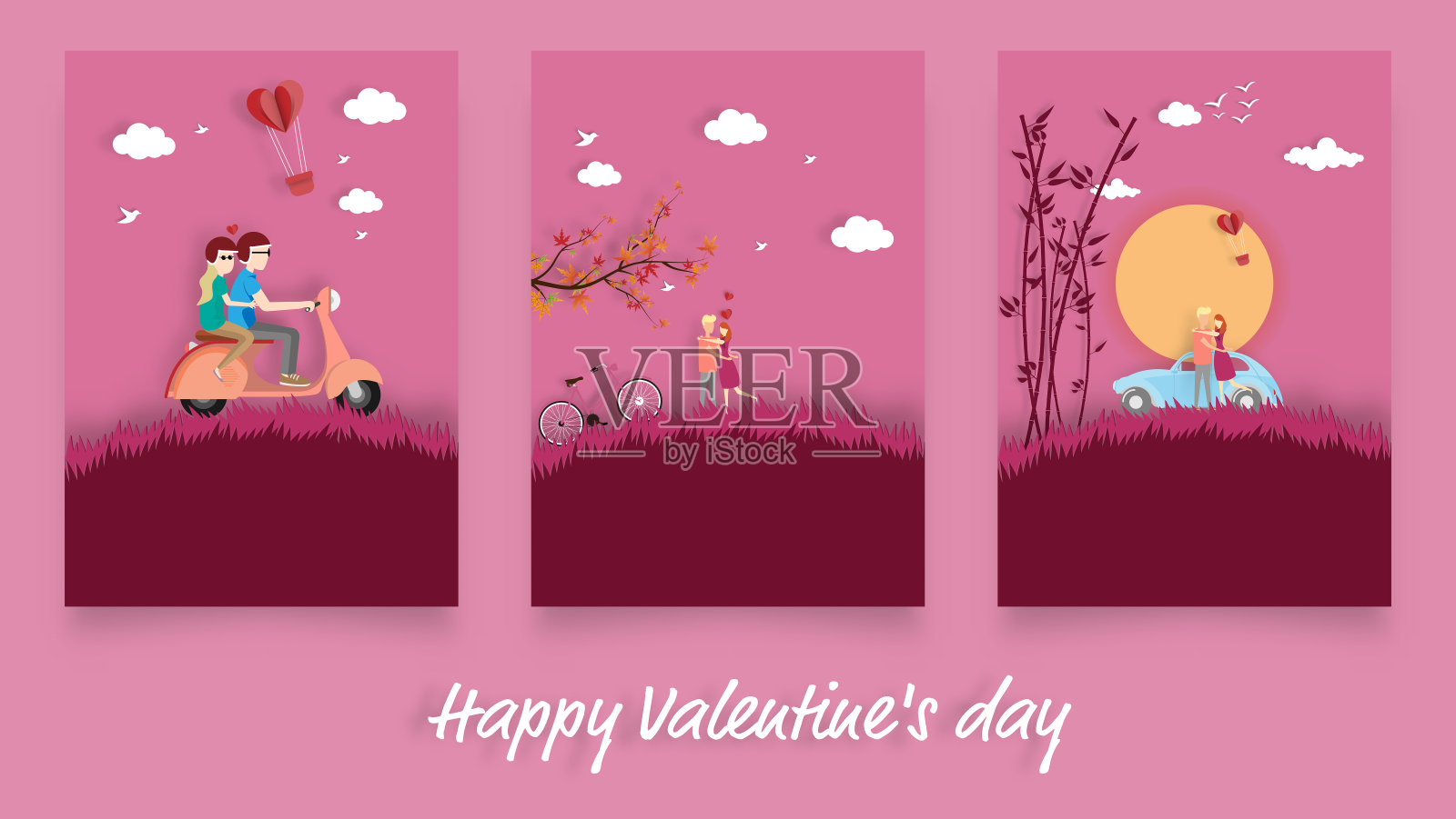 情人节快乐,一对儿相爱的背景。插画图片素材