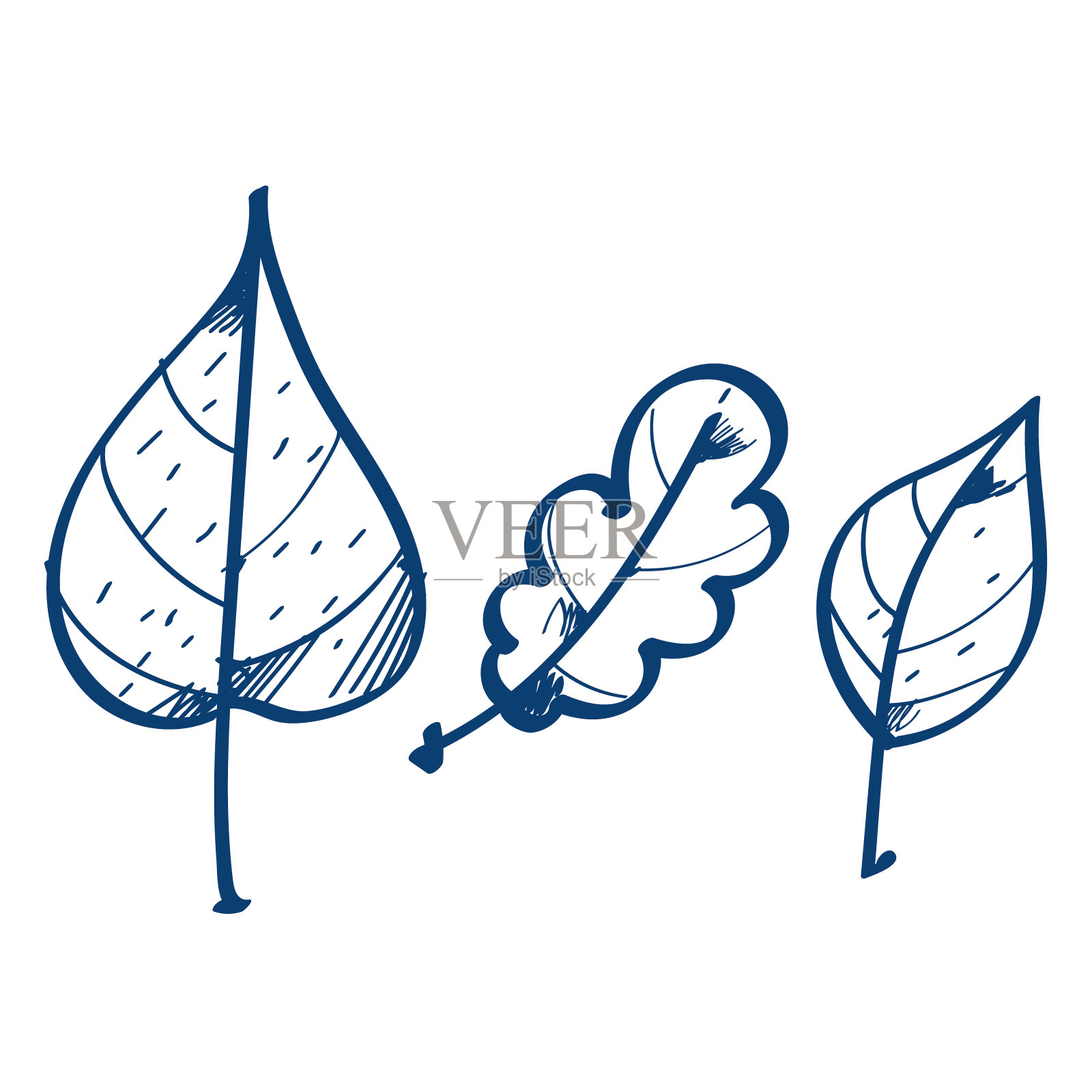 三片叶子从树上的图标。插画图片素材