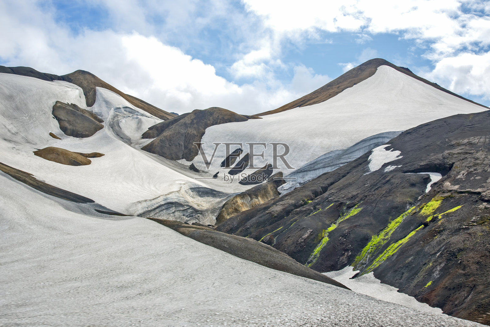美丽而多彩的冰岛山景。自然和奇妙的旅行地点照片摄影图片